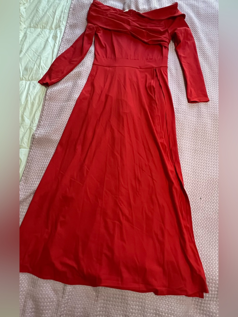 Off-Shoulder Red Maxi Dress